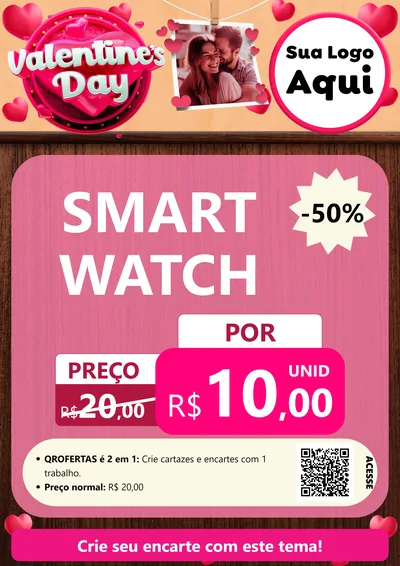 Modelo de Cartaz para Cartaz A4 Vertical com o tema Valentine's Day para Informática