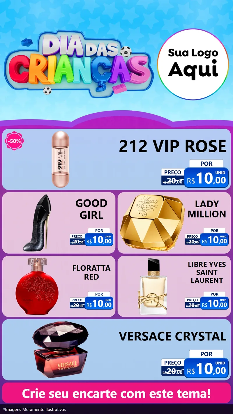 Modelo de TV para TV Vertical com o tema Dia Das Crianças para Perfumes