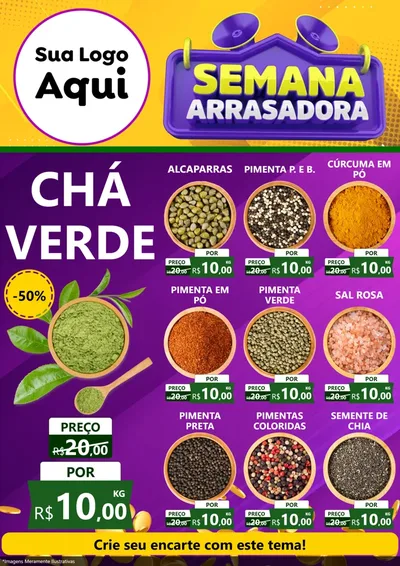 Modelo de Encarte para Encarte A4 Vertical com o tema Semana Arrasadora para Produtos Naturais