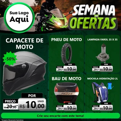 Modelo de Rede Social para Feed Facebook com o tema Semana De Ofertas - Motopeças para Moto peças