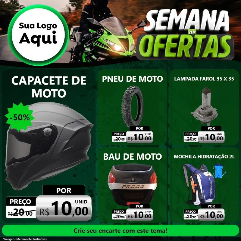Modelo de Rede Social para Feed Facebook com o tema Semana De Ofertas - Motopeças para Moto peças