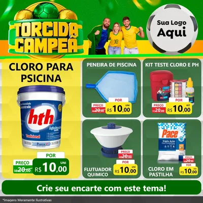 Modelo de Rede Social para Feed Facebook com o tema Torcida Campeã - Copa para Produtos para Piscina