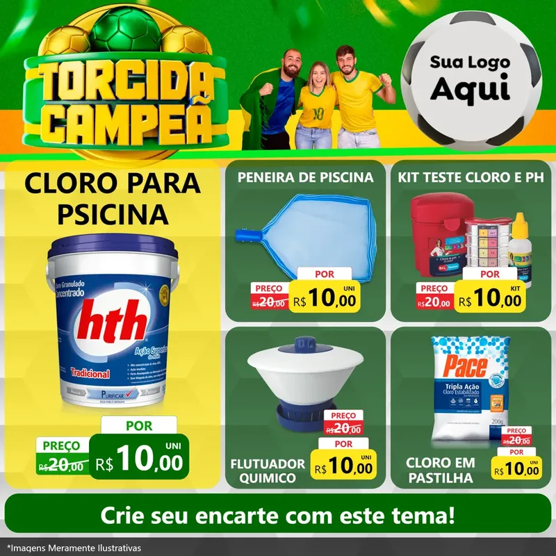 Modelo de Rede Social para Feed Facebook com o tema Torcida Campeã - Copa para Produtos para Piscina