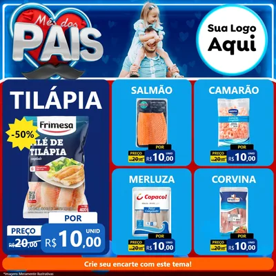 Modelo de Rede Social para Feed Facebook com o tema Mês Dos Pais para Peixaria