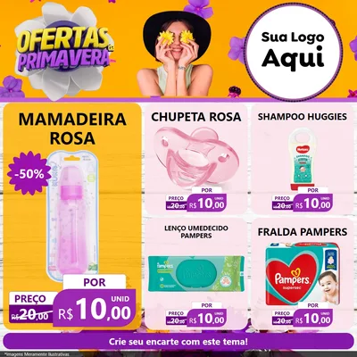 Modelo de Rede Social para Feed Facebook com o tema Ofertas Da Primavera para Bebês