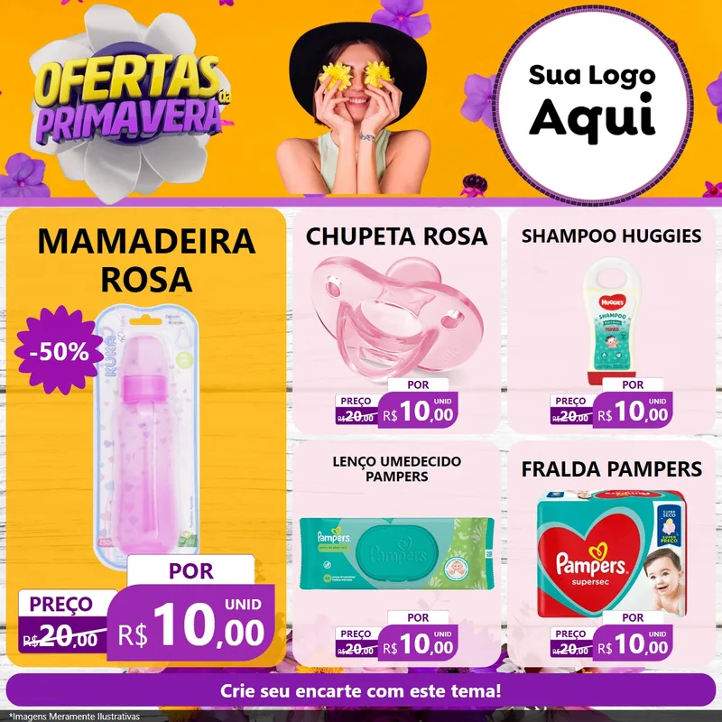 Modelo de Rede Social para Feed Facebook com o tema Ofertas Da Primavera para Bebês