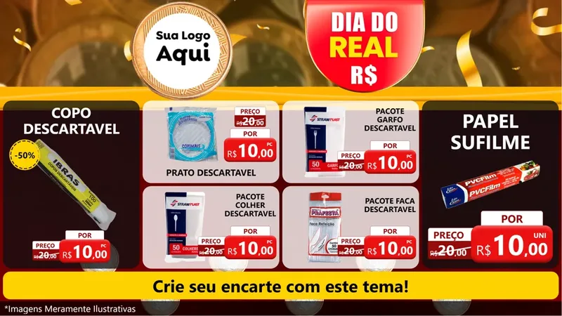 Modelo de TV para TV Horizontal com o tema Dia do Real para Embalagens