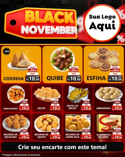 Modelo de Rede Social para Feed Instagram com o tema Black November para Salgadaria