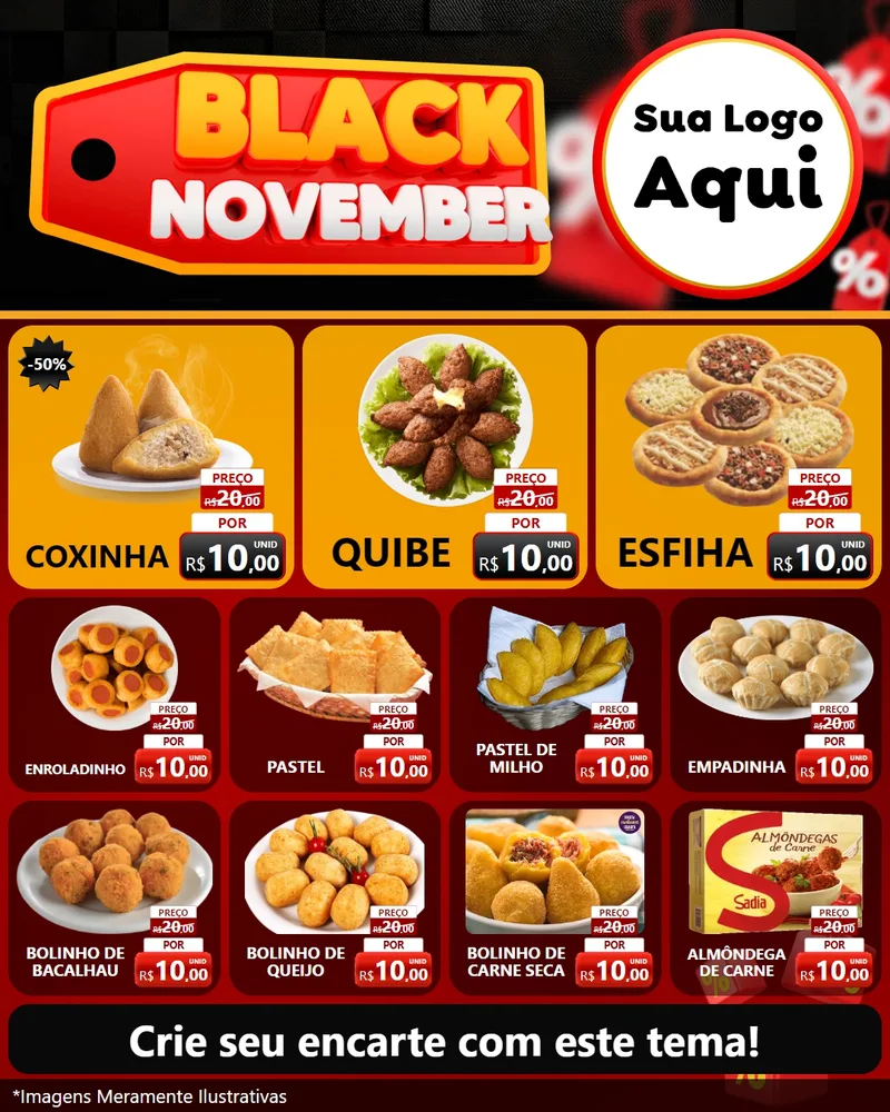 Modelo de Rede Social para Feed Instagram com o tema Black November para Salgadaria