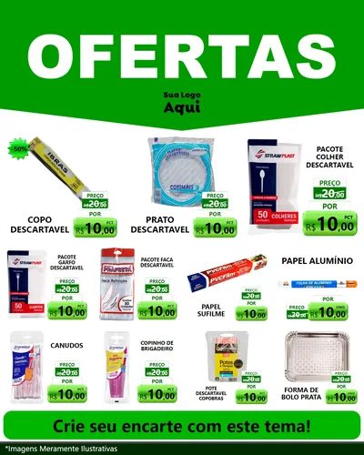 Modelo de Rede Social para Feed Instagram com o tema Ofertas Verde Cartaz para Embalagens