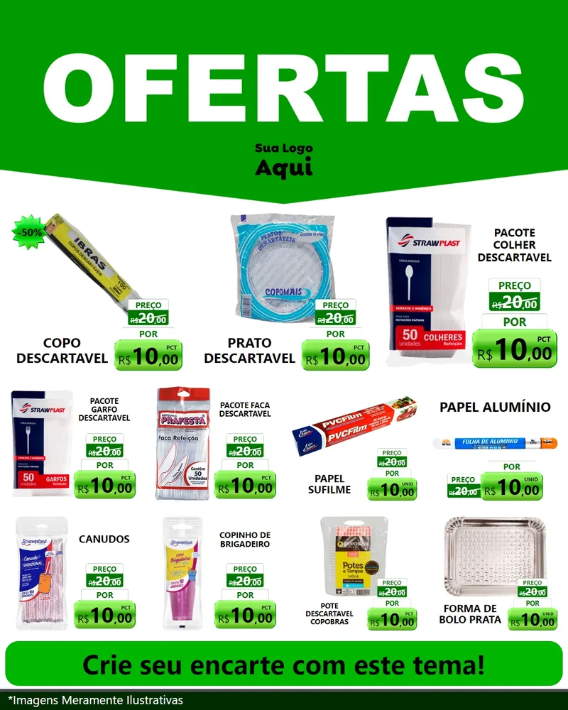 Modelo de Rede Social para Feed Instagram com o tema Ofertas Verde Cartaz para Embalagens