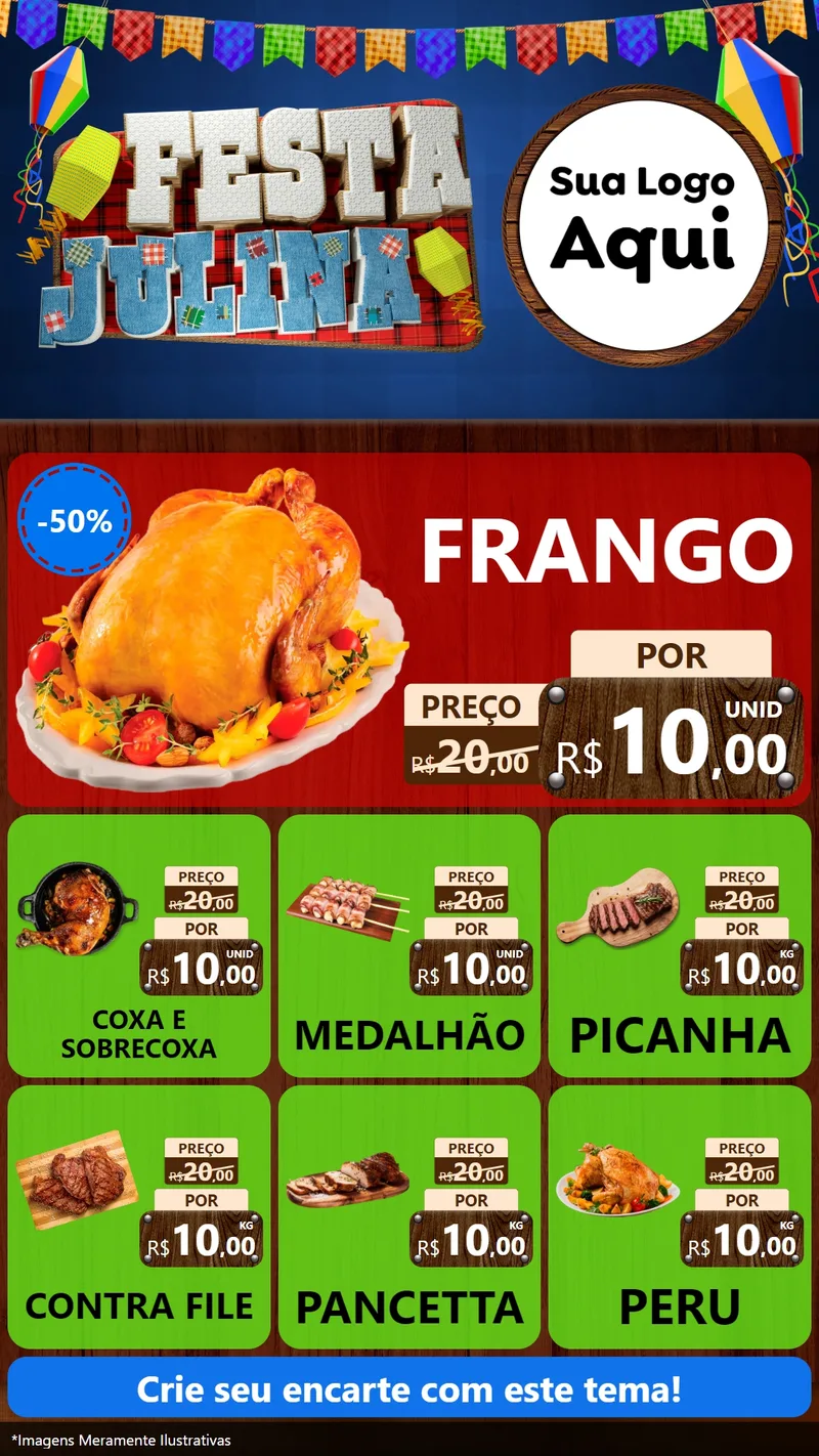Modelo de Rede Social para Stories com o tema Festa Julina para Assados