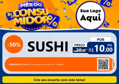 Modelo de Cartaz para Cartaz A4 Horizontal com o tema Mês do Consumidor para Comida japonesa