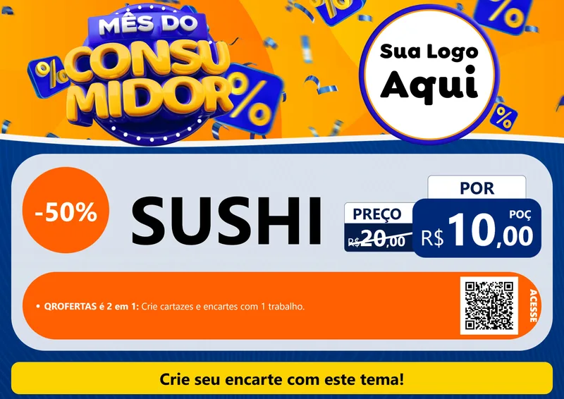 Modelo de Cartaz para Cartaz A4 Horizontal com o tema Mês do Consumidor para Comida japonesa
