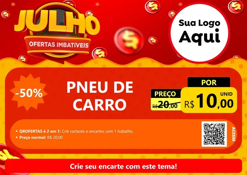 Modelo de Cartaz para Cartaz A4 Horizontal com o tema Julho Ofertas Imbatíveis para Auto peças