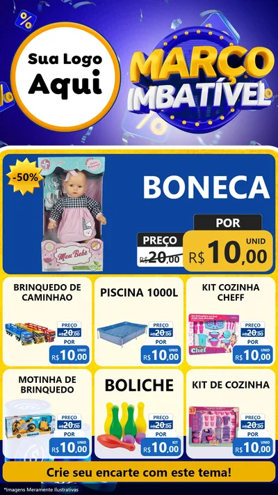 Modelo de Rede Social para Stories com o tema Março Imbatível para Brinquedos