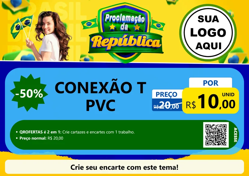 Modelo de Cartaz para Cartaz A4 Horizontal com o tema Proclamação da República para Tubos e conexões