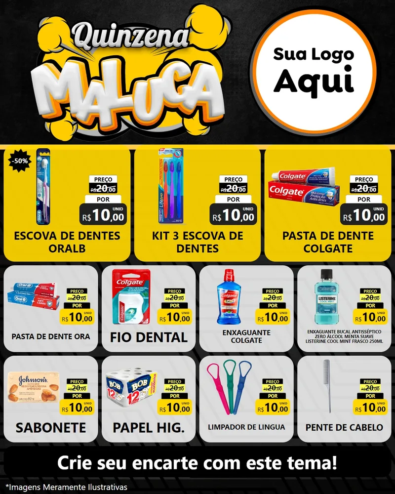 Modelo de Rede Social para Feed Instagram com o tema Quinzena Maluca para Higiene Pessoal