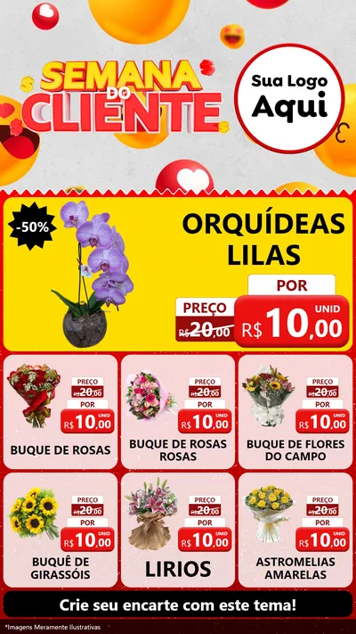 Modelo de Rede Social para Stories com o tema Semana do Cliente para Floricultura e jardim