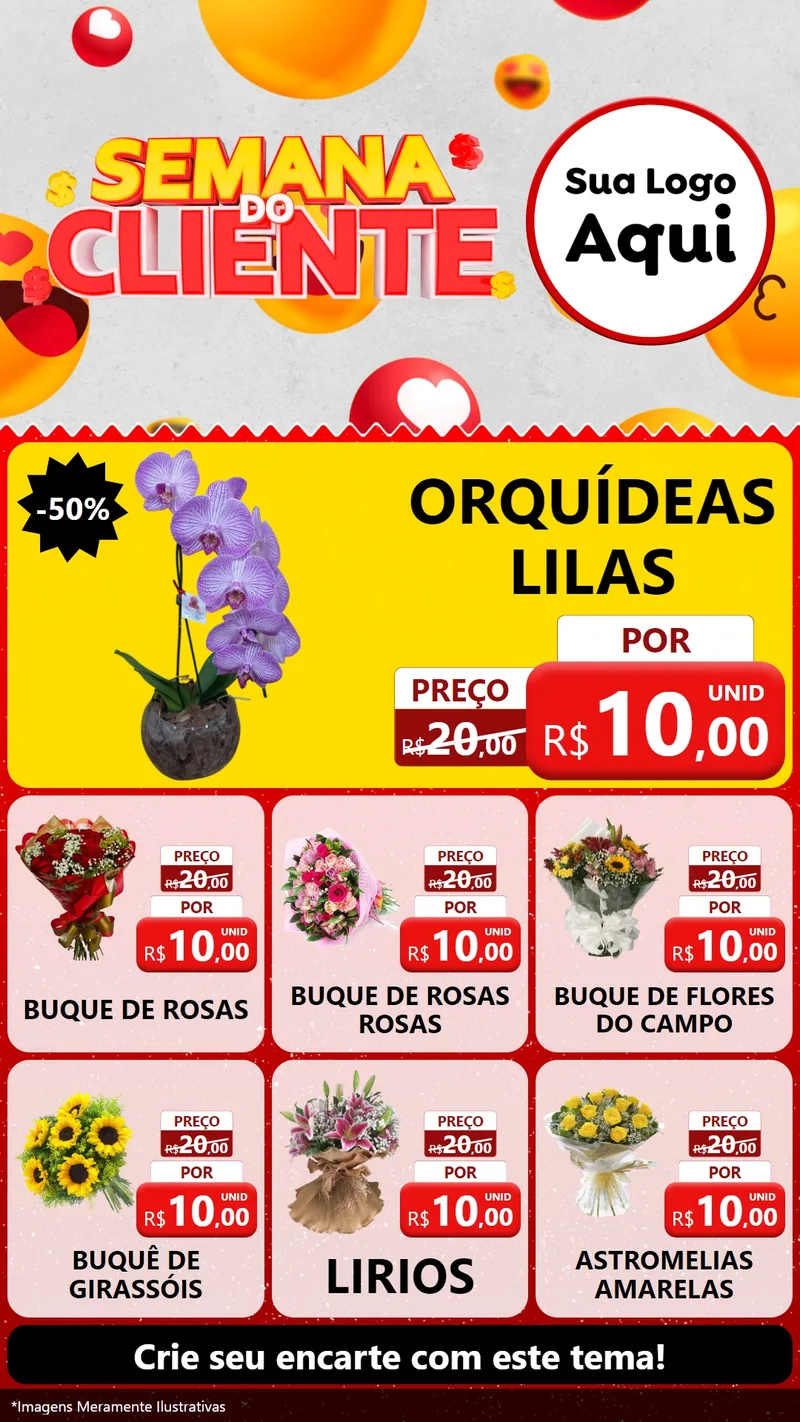 Modelo de Rede Social para Stories com o tema Semana do Cliente para Floricultura e jardim