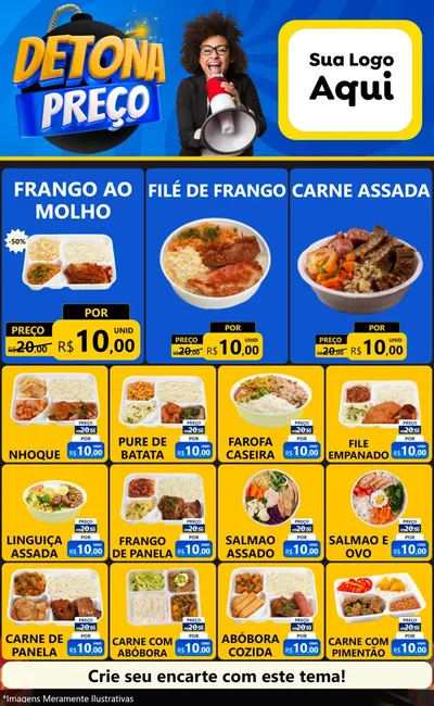 Modelo de Encarte para Encarte Grande com o tema Detona Preços para Restaurante