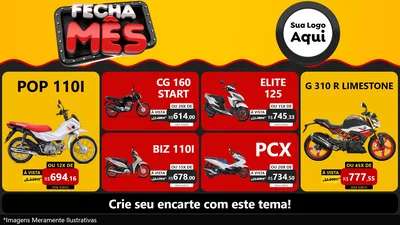 Modelo de TV para TV Horizontal com o tema Fecha Mês para Concessionaria de Motos