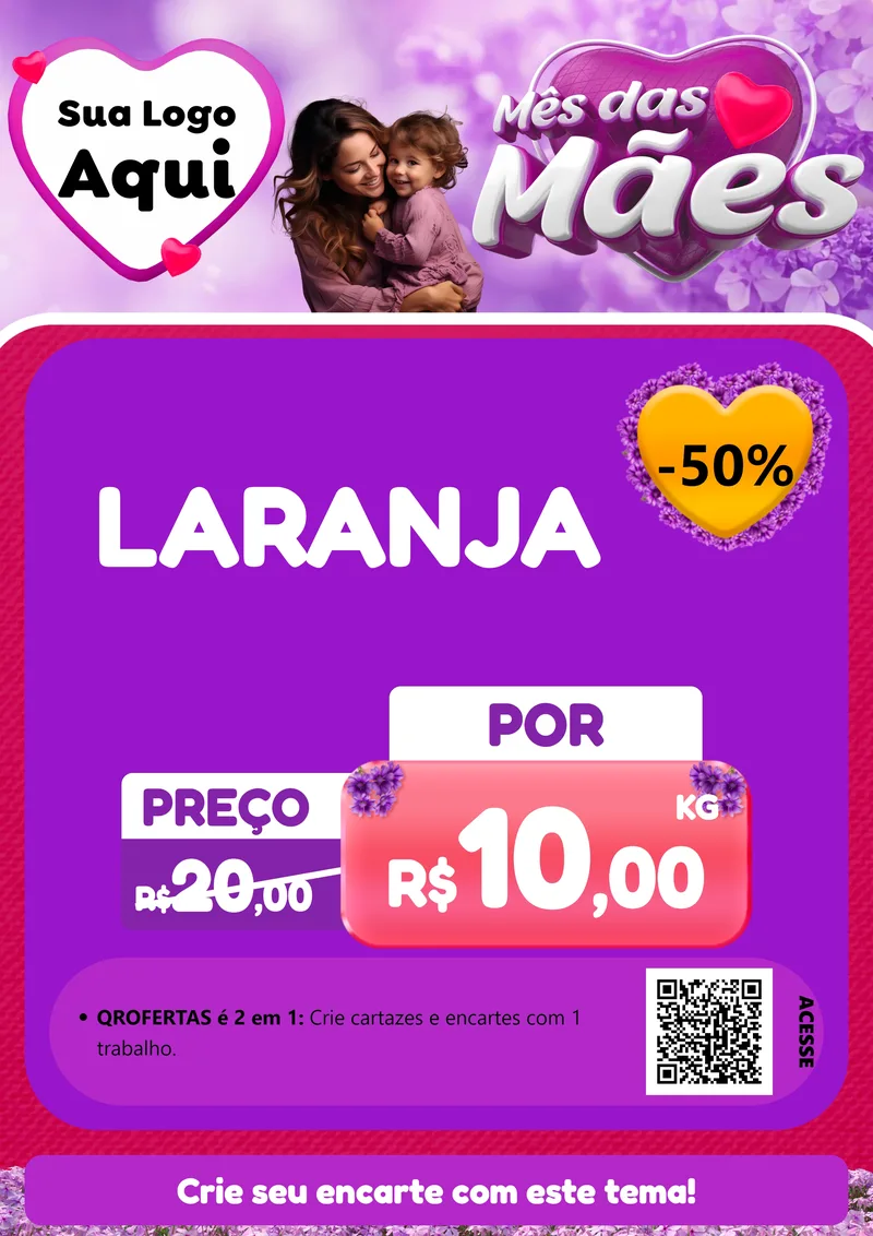 Modelo de Cartaz para Cartaz A4 Vertical com o tema Mês das Mães para Hortifrúti
