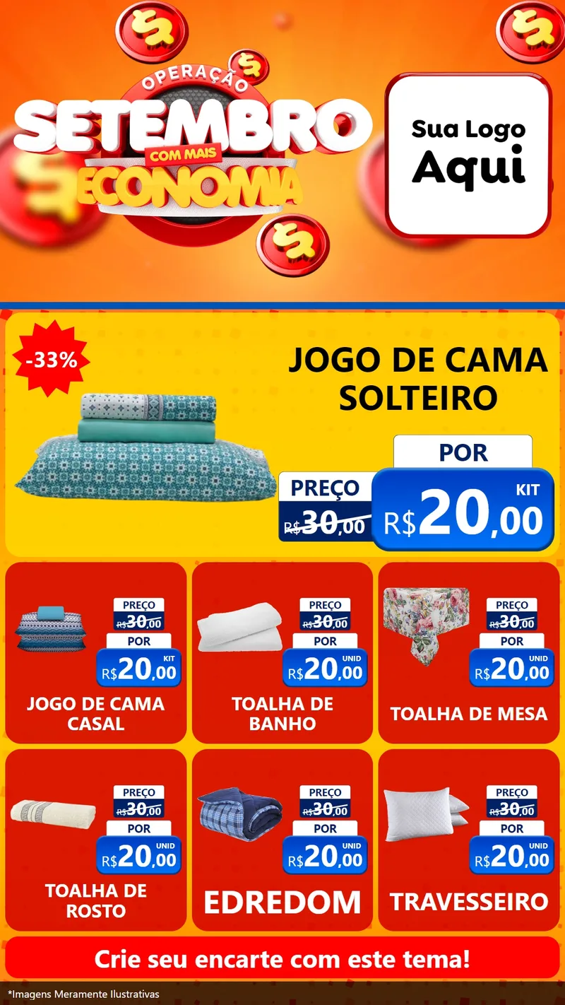 Modelo de Rede Social para Stories com o tema Operação Setembro Com Muita Economia para Cama, Mesa e Banho