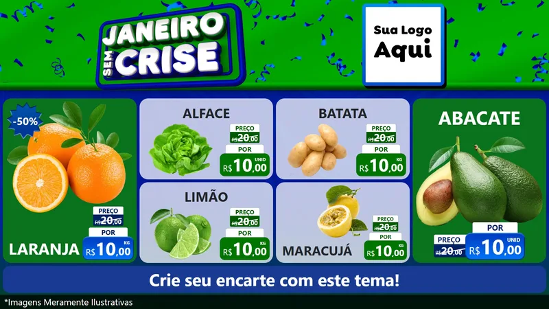 Modelo de TV para TV Horizontal com o tema Janeiro Sem Crise para Hortifrúti