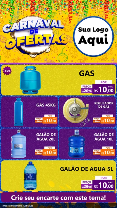 Modelo de TV para TV Vertical com o tema Carnaval de Ofertas para Água e gás