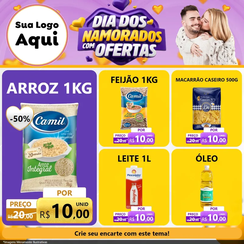 Modelo de Rede Social para Feed Facebook com o tema Dia Dos Namorados Com Ofertas para Supermercado