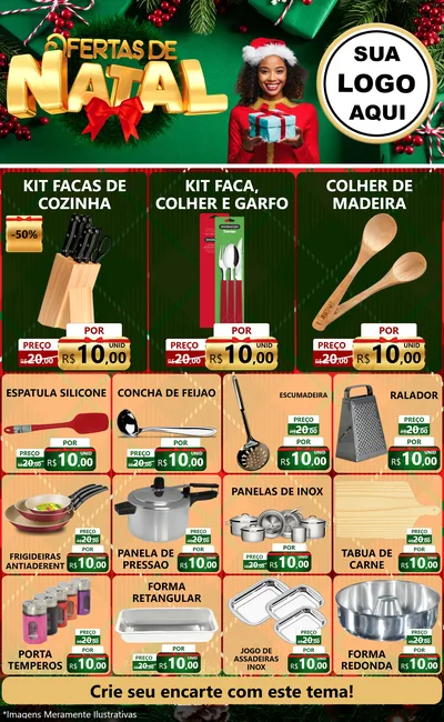 Modelo de Encarte para Encarte Grande com o tema Ofertas de Natal para Utilidades Domésticas