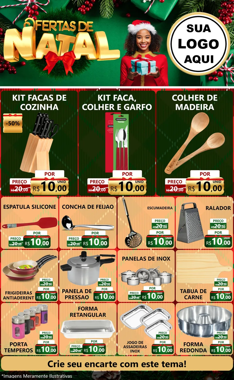 Modelo de Encarte para Encarte Grande com o tema Ofertas de Natal para Utilidades Domésticas