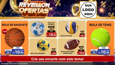 Modelo de TV para TV Horizontal com o tema Réveillon de Ofertas para Artigos Esportivos