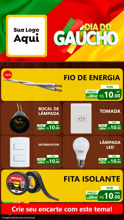 Modelo de TV para TV Vertical com o tema Dia do Gaúcho para Materiais Elétricos