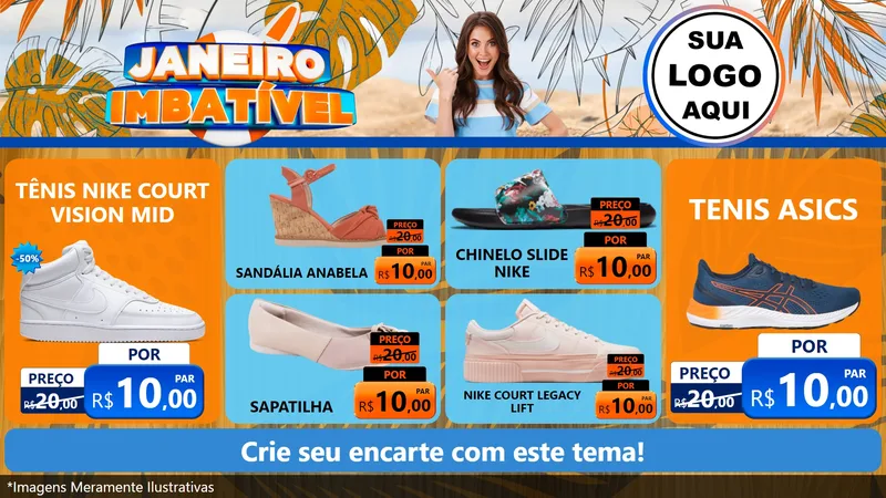 Modelo de TV para TV Horizontal com o tema Janeiro Imbatível para Calçados