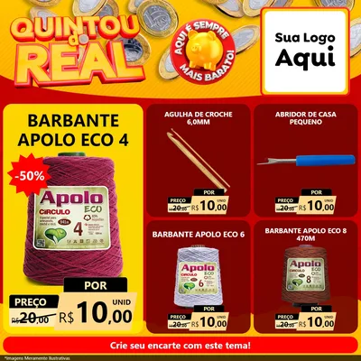 Modelo de Rede Social para Feed Facebook com o tema Quintou do Real para Armarinho e Aviamentos