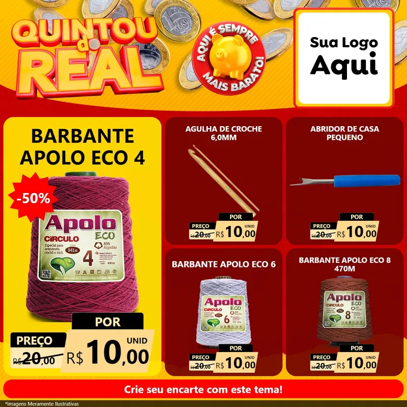 Modelo de Rede Social para Feed Facebook com o tema Quintou do Real para Armarinho e Aviamentos