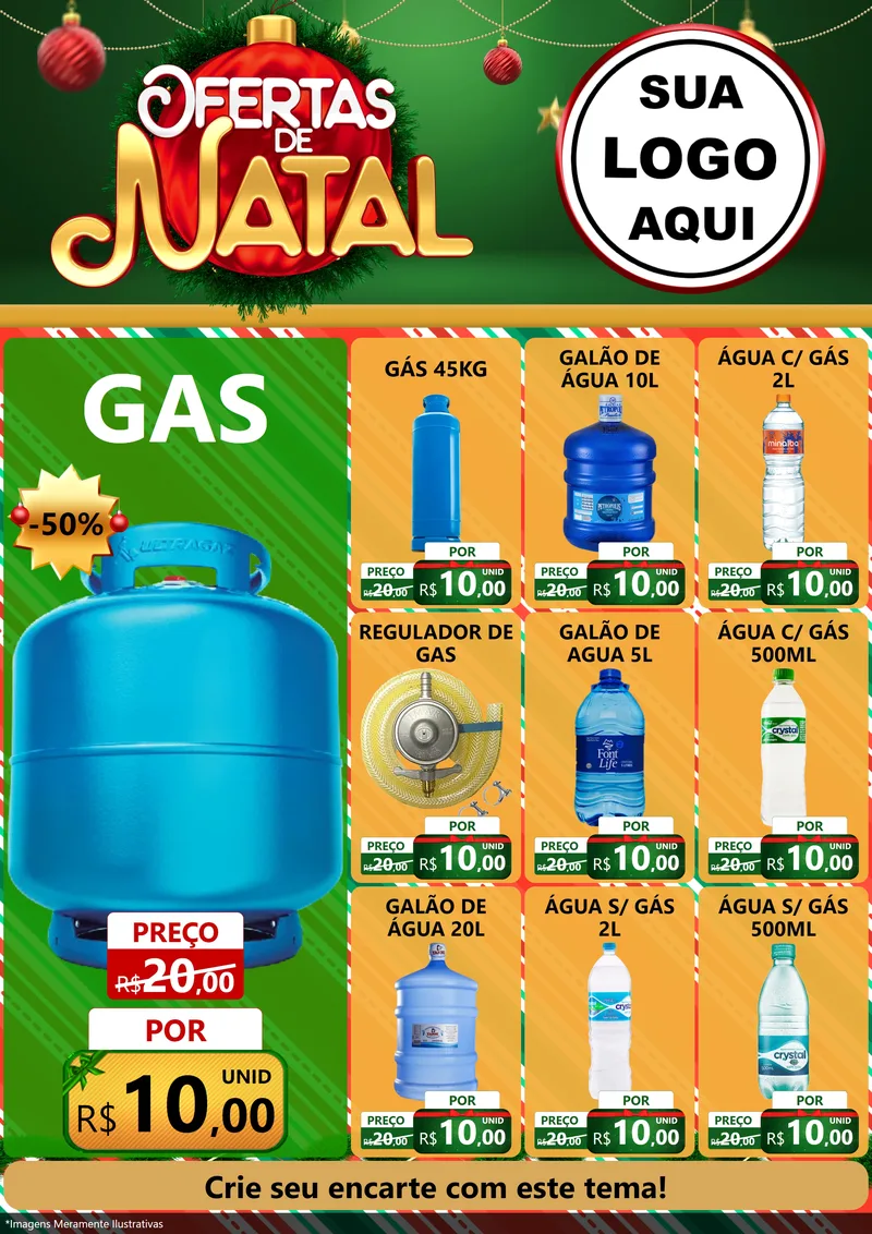 Modelo de Encarte para Encarte A4 Vertical com o tema Ofertas de Natal para Água e gás