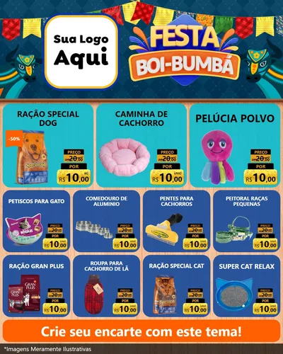 Modelo de Rede Social para Feed Instagram com o tema Festa Boi Bumbá para Pet Shop