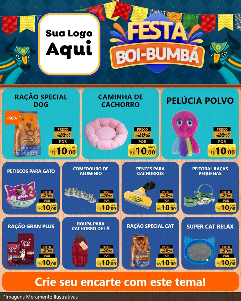 Modelo de Rede Social para Feed Instagram com o tema Festa Boi Bumbá para Pet Shop