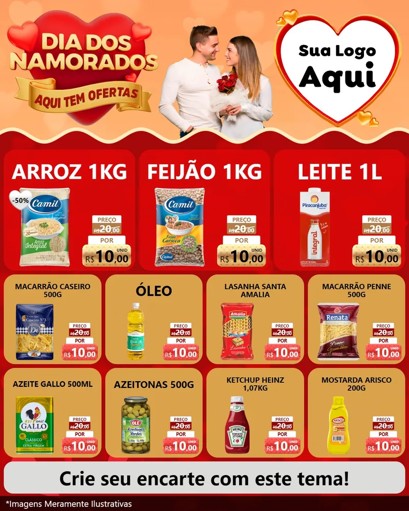 Modelo de Rede Social para Feed Instagram com o tema Dia dos Namorados - Aqui Tem Ofertas para Supermercado