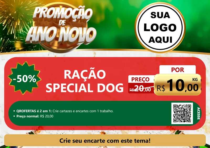 Modelo de Cartaz para Cartaz A4 Horizontal com o tema Promoção de Ano Novo para Pet Shop