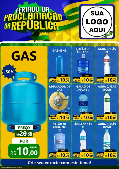 Modelo de Encarte para Encarte A4 Vertical com o tema Feriado da Proclamação da República para Água e gás