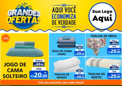 Modelo de Encarte para Encarte A4 Horizontal com o tema Grandes Ofertas para Cama, Mesa e Banho