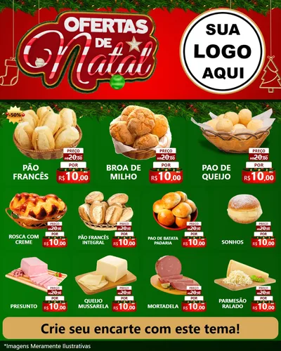 Modelo de Rede Social para Feed Instagram com o tema Ofertas de Natal para Padaria