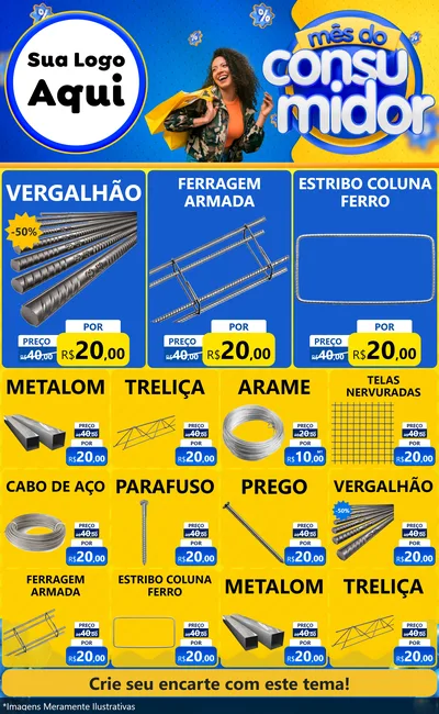 Modelo de Encarte para Encarte Grande com o tema Mês do Consumidor para Ferragens