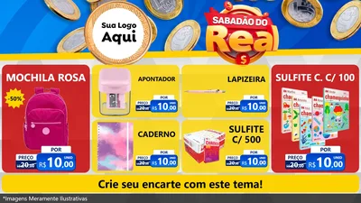 Modelo de TV para TV Horizontal com o tema Sabadão do Real para Papelaria