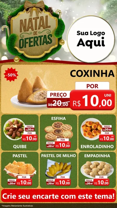 Modelo de Rede Social para Stories com o tema Ofertas de Natal para Salgadaria