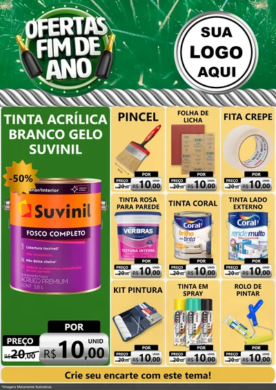 Modelo de Encarte para Encarte A4 Vertical com o tema Ofertas Fim de Ano para Tintas e Ferramentas